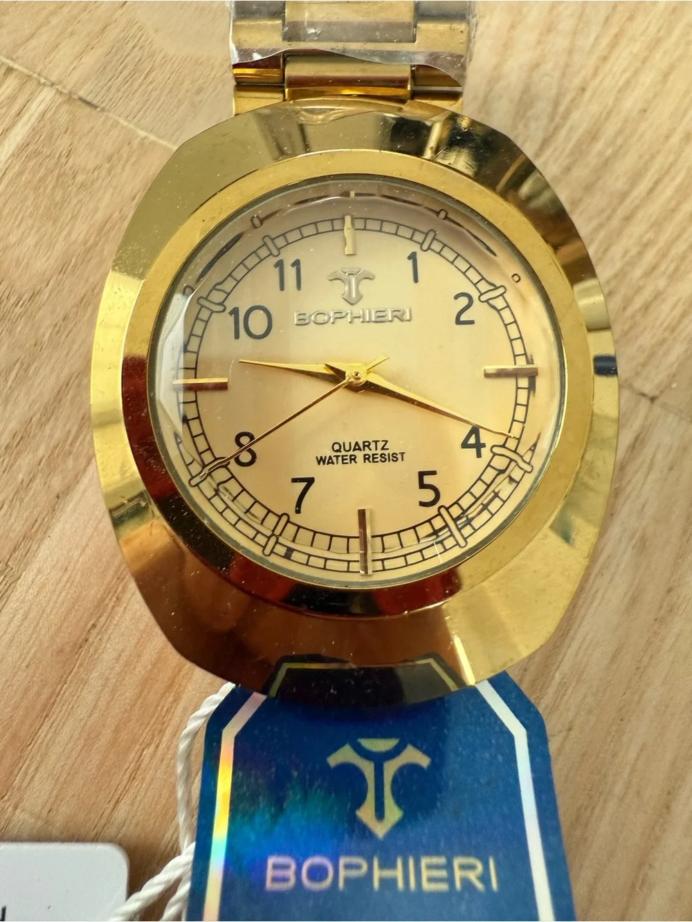 Bophieri mens gold tone watch NEW BATTERY